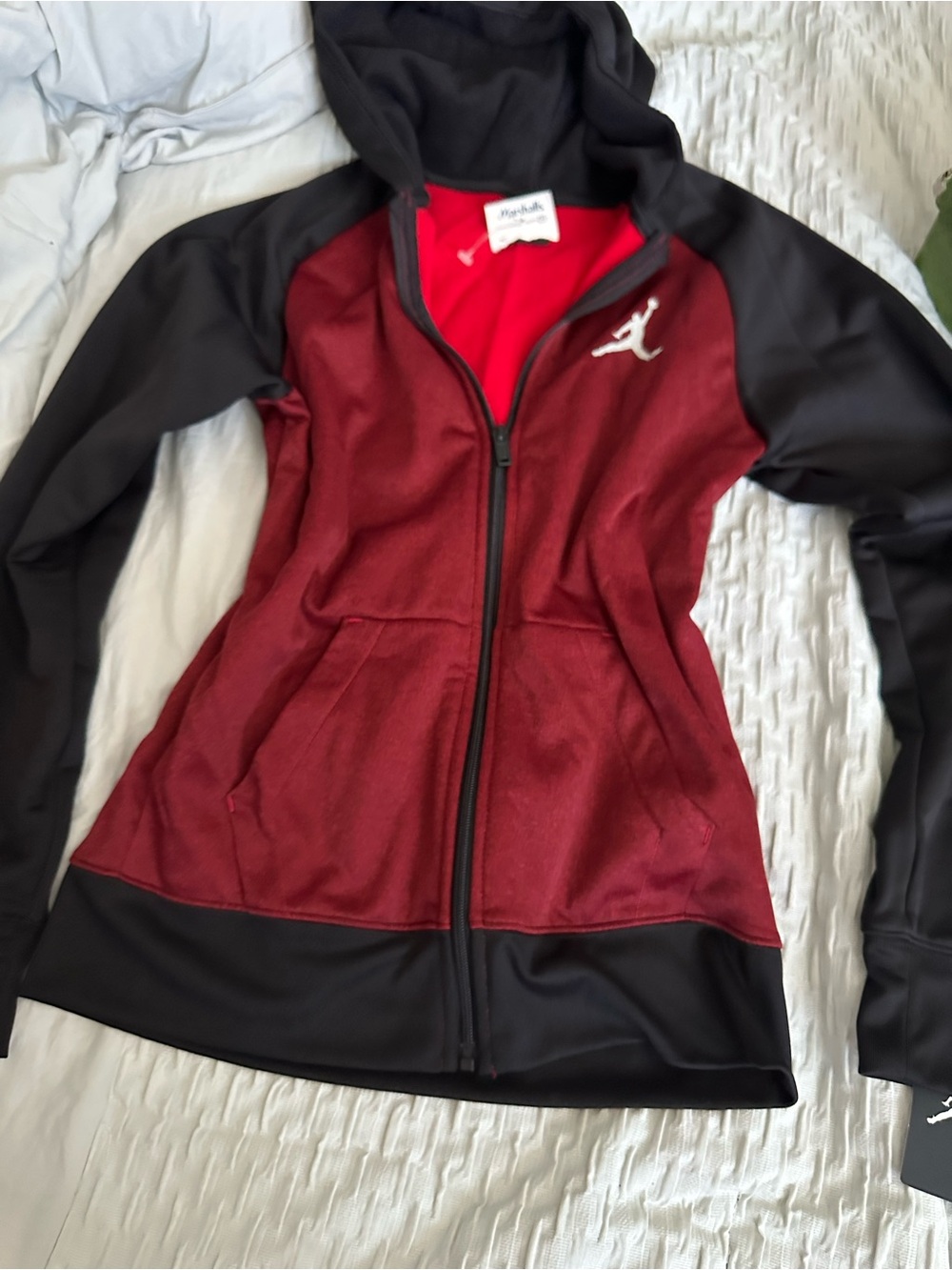 Jordan. Set  Women's Maroon and Black Full-Zip Hooded Jacket with pant